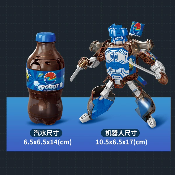 Blue transformer, robot, weapon, Soda