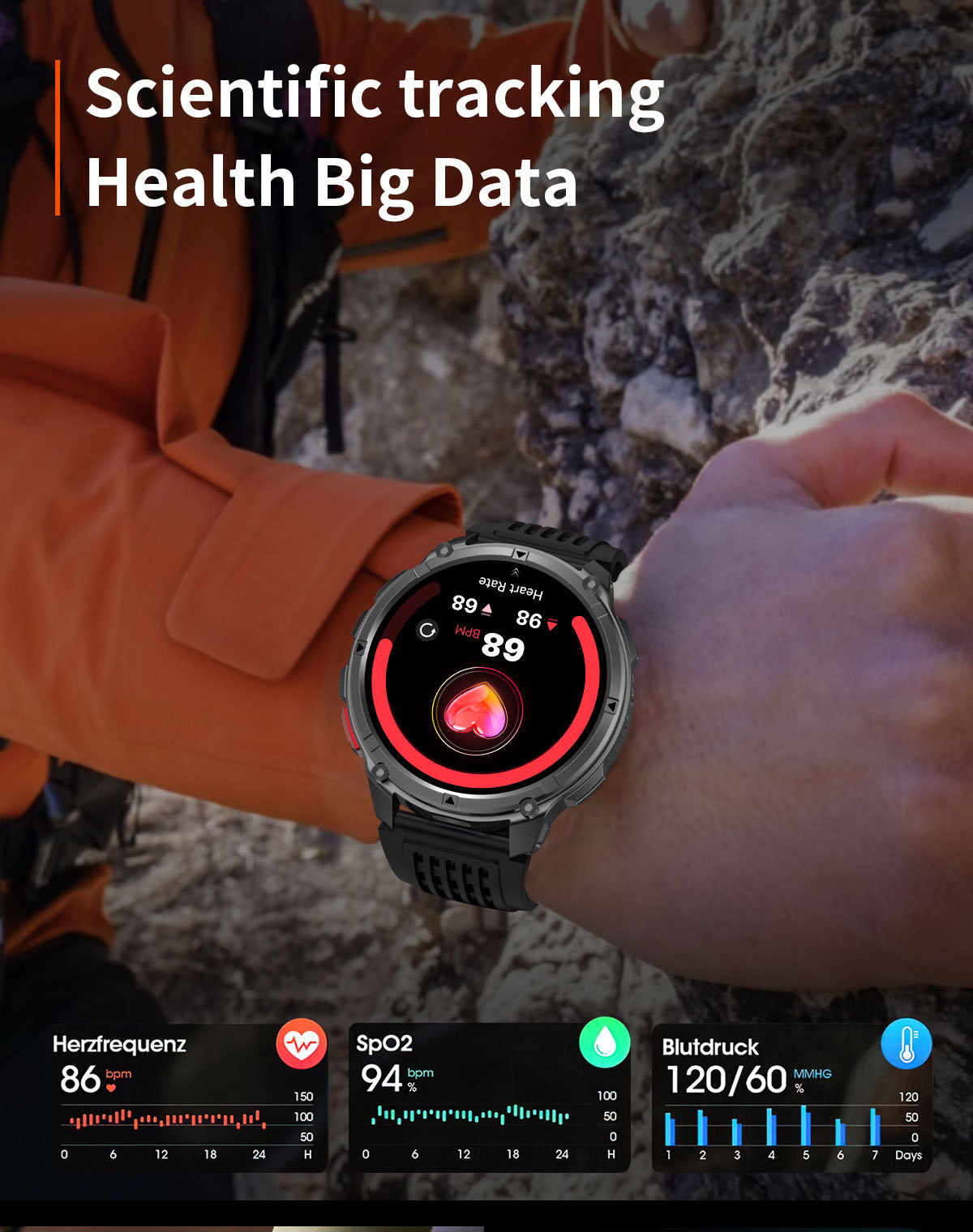Smartwatch For Outdoor Sports With Calling Compass And Flashlight_voghion.com