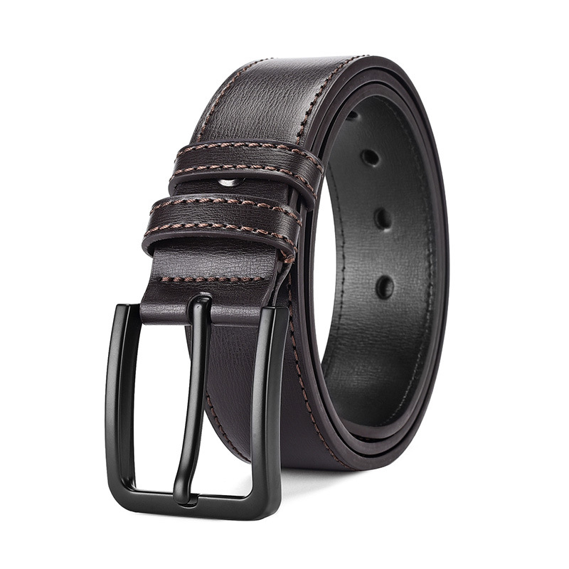 Spot cinturón de cuero simple para hombre aleación de negocios todo-fósforo hebilla casual denim cinturón de mediana edad para jóvenes