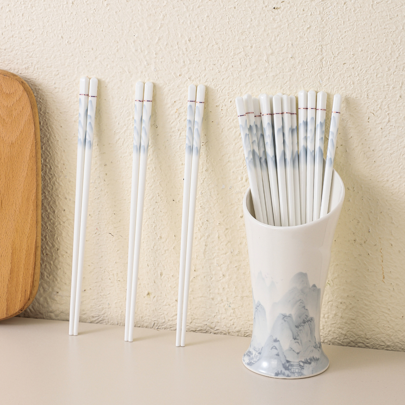 New Product Gift Box Ceramic Chopsticks Qianli Jiangshan Chopstick Barrel Is High Temperature Resistant, Easy to Clean, Microwave Dishwasher Suitable