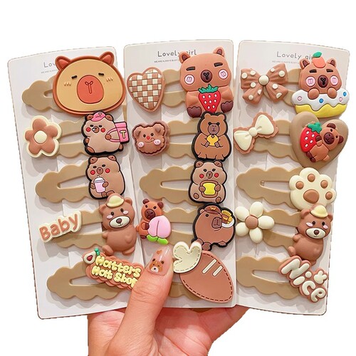 Kapibara Children's Hair Clip for Girls, Cute Cartoon Style, Non-Damaging Side Bangs Clip for Girls, Princess Hair Accessories