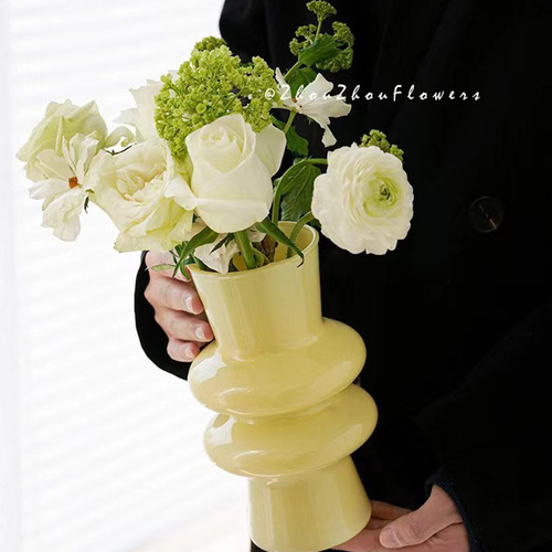 Small vase ins style high-looking retro glass vase wholesale ornaments dry flower vase hydroponic high-end