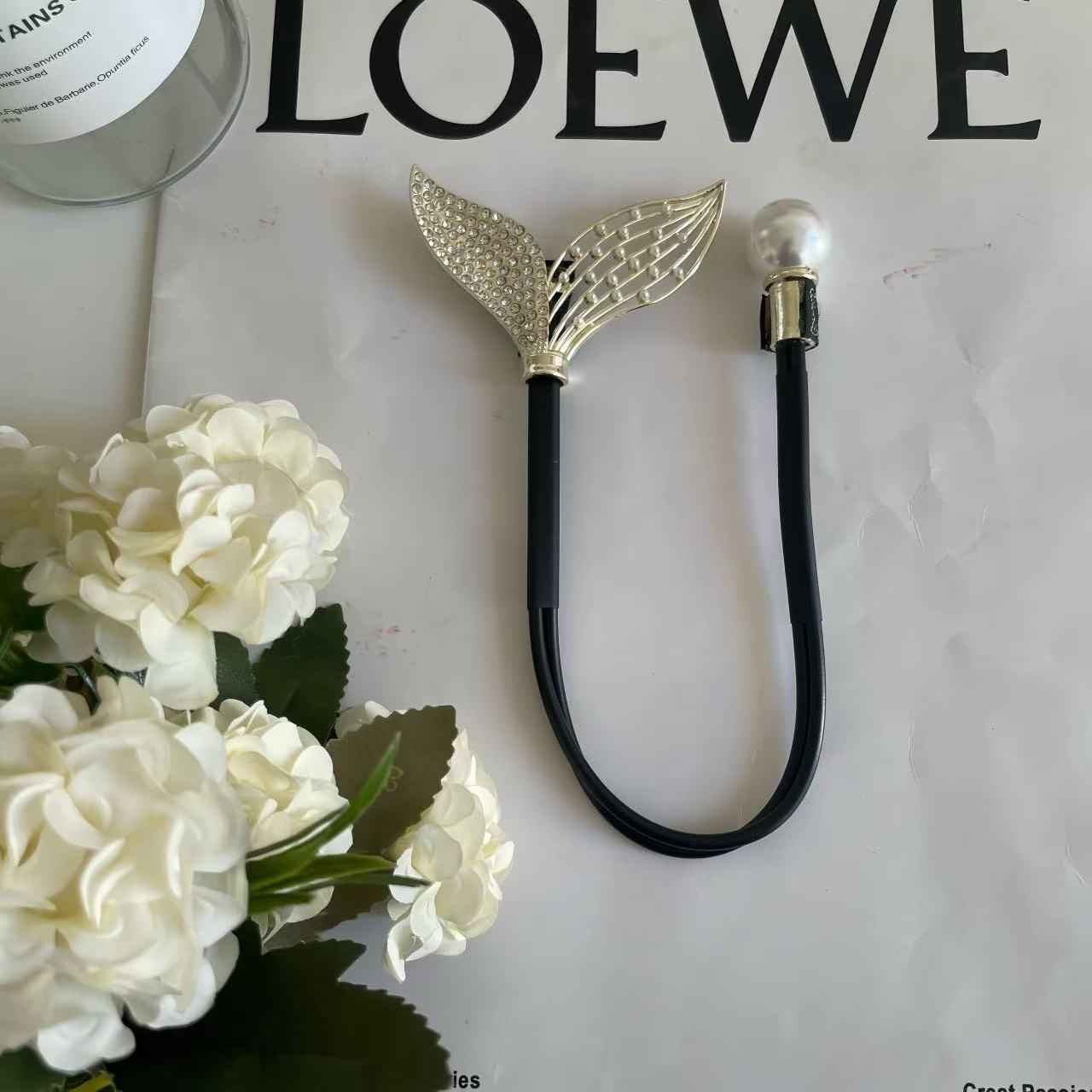 Clip giratorio de cola de pez perla, cabeza de bola perezosa, dispositivo para el cabello, pinza para el cabello, cabeza femenina, placa de sensación avanzada, accesorios para el cabello