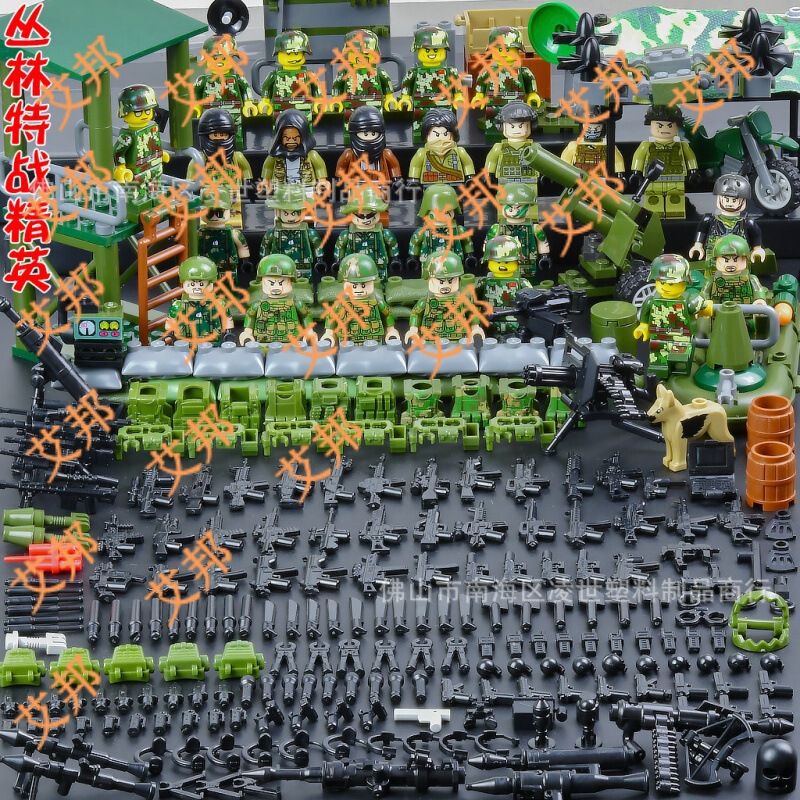 Suitable for Building Blocks Military People, Little People, Police, Little People, Special Police, Special Forces, Chicken, Armored Cars, Assembled Boys, Children