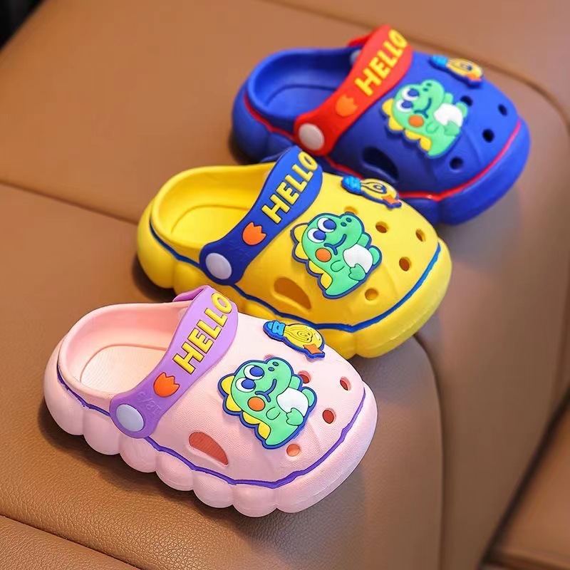 Children's Slippers Baotou Boys and Girls Baby Non-Slip Soft Bottom Sandals Small and Medium-Sized Kidsren's Sandals Dinosaur Cartoon Clogs