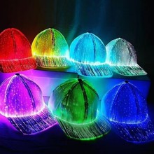 跨境LED遮阳棒球爆闪潮流科技帽子发光光纤棒球帽七彩渐变棒球帽