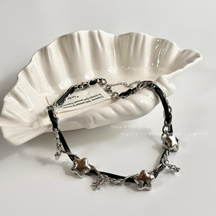 Y2K Sweet Cool Heavy Industry Japanese and Korean Choker Black Star Winding Cold Wind Sub-culture Accessories Necklace Clavicle Chain