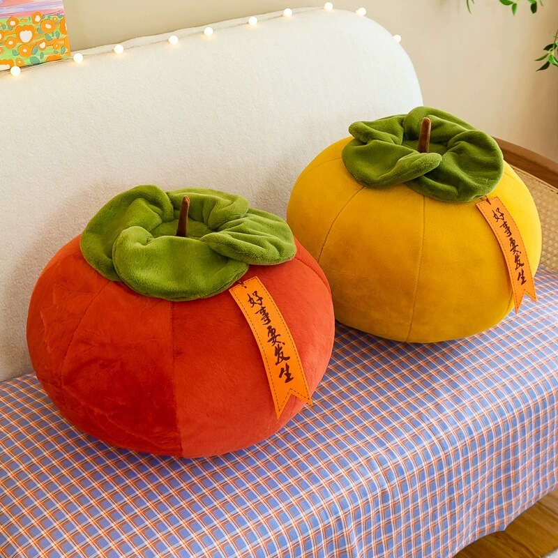 Plush Toy Soft Doll Ins Cushion Round Persimmon Pillow with a Wishful Design Plush Toy Soft Doll Ins Cushion Round Persimmon Pillow with a Wishful Design