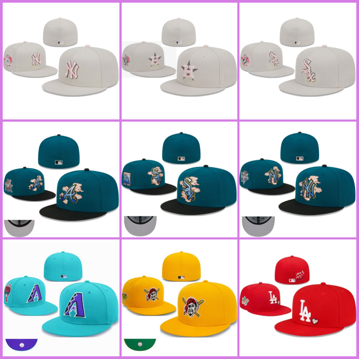 Suministro de fábrica al por mayor parche bordado gorra de béisbol gorra conmemorativa bordado lateral gorra de tamaño gorra ajustada gorra Fitted Hat