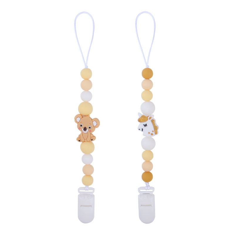 Bebé suministros de dibujos animados animal serie dos conjuntos Bebé dibujos animados unicornio mordedor pezón cadena anti-caída