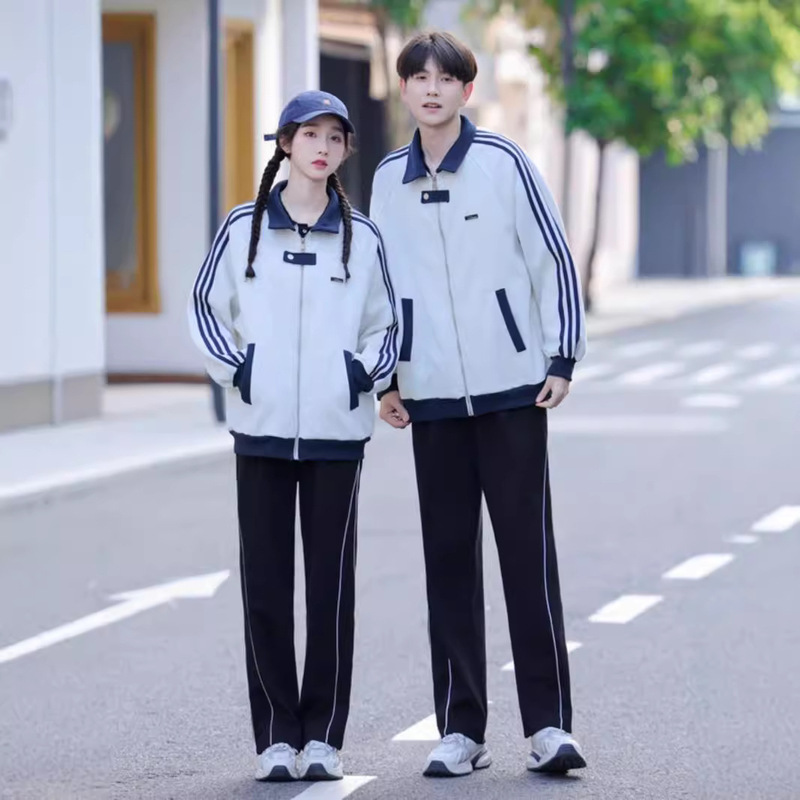 National Trendy Fashion Jacket Men's and Women's Student Class Clothing Youth Handsome Three Bars Retro Loose Casual Couple's Coat Trendy