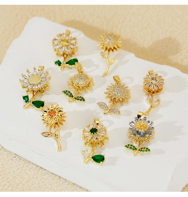 5g Weight Pendant Jewelry Making Type 15 * 29mm Jewelry Making Size DIY Jewelry Accessories Classification 1 Piece Quantity Copper Material Sunflower, Flower Pattern All Seasons Season Polished Finish Plating Design Elegant, Sweet, Classic Style Style 1 Piece 15 * 29mm Copper Sunflower Flower Polished Pendant DIY Jewelry Accessories 1