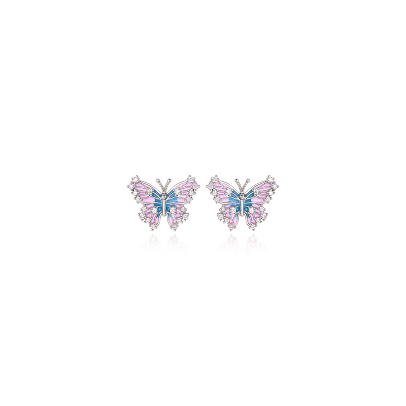 Xuping gemas artificiales goteo de aceite serie mariposa pernos de orejas nicho femenino suave dulce viento pequeño pendientes de orejas al por mayor