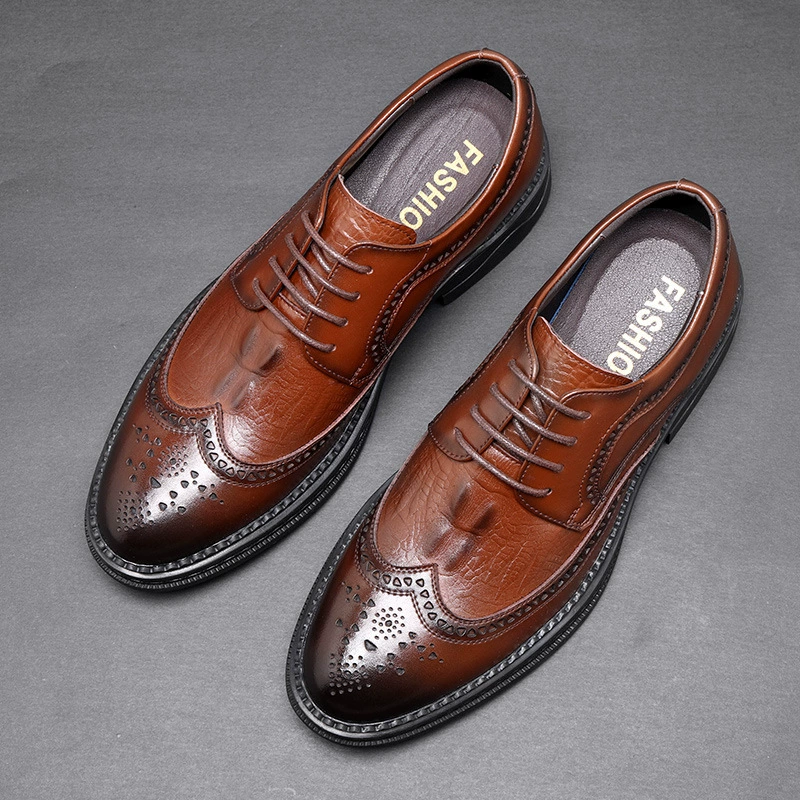 Кожаные туфли с рисунком крокодил мужской новый стиль британский стиль