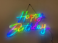 Feliz cumpleaños a la explosión transfronteriza, tablero de luz led, escena, ambiente, iluminación, tablero de Luz LED en inglés