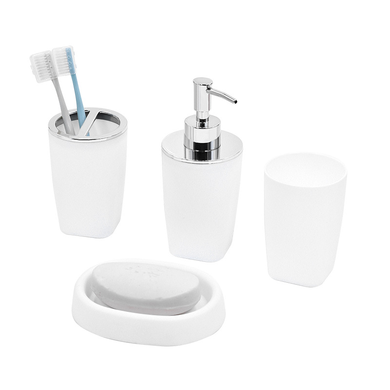 Juego de lavado de baño de plástico, kit de combinación de baño de baño, taza de dientes de baño, bandeja de dientes, juego de cepillo de baño