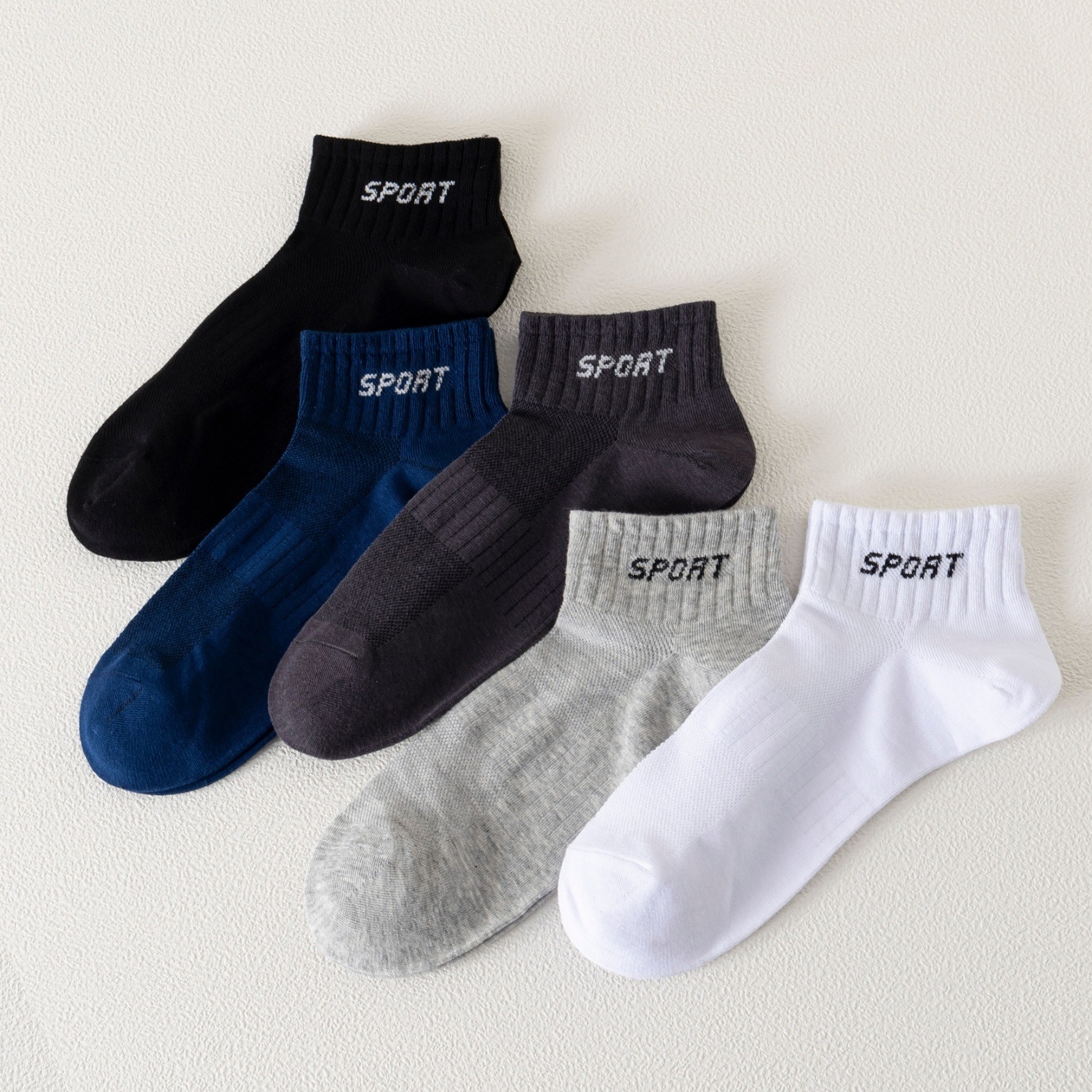 Calcetines de todo fósforo, absorbentes de sudor, transpirables, calcetines de algodón simples para hombres, calcetines deportivos para hombres, calcetines de red en blanco y negro de color sólido deportivo