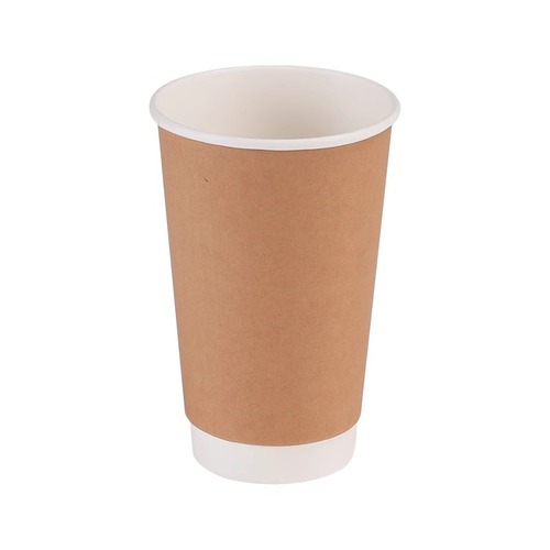 Coffee paper cup with lid 400ml double-layer kraft paper cup disposable cup packaging cup hot drink milk tea cup