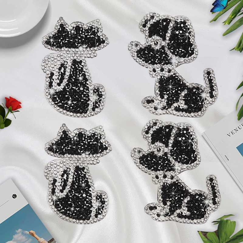 兆顺镶钻水钻布贴热熔胶 衣服鞋服包配件动物DIY补丁新款厂家批发