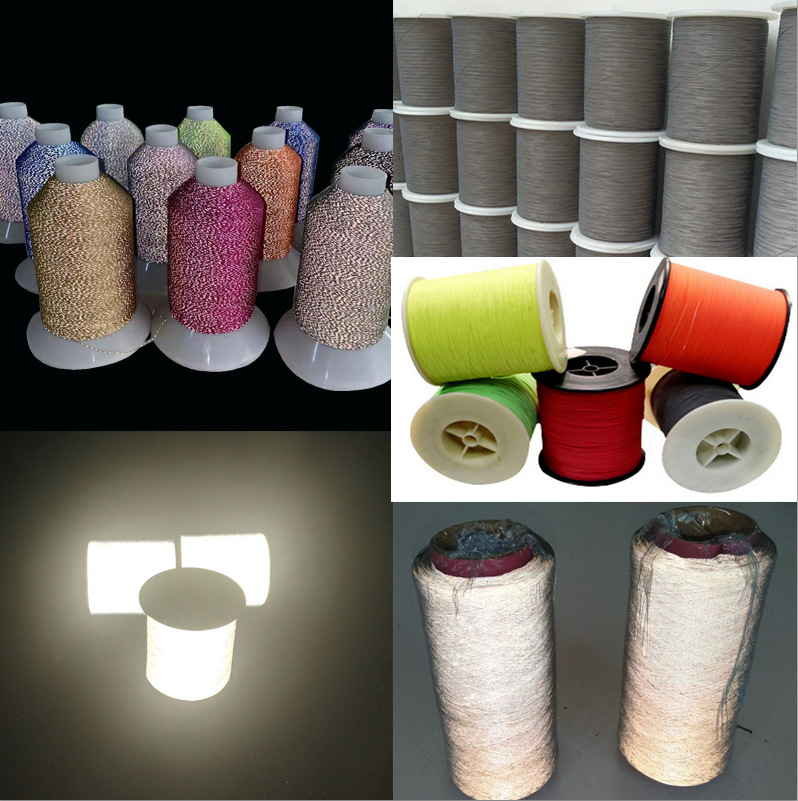 厂家亮银反光丝飞织鞋面高亮反光丝线衣服帽子适用彩色反光丝材料