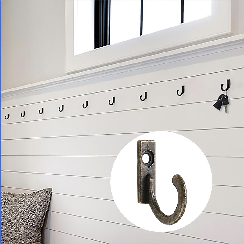 Aleación antigua especial pequeño gancho de una sola fila gancho de un solo agujero mini gancho de pared 10 sets