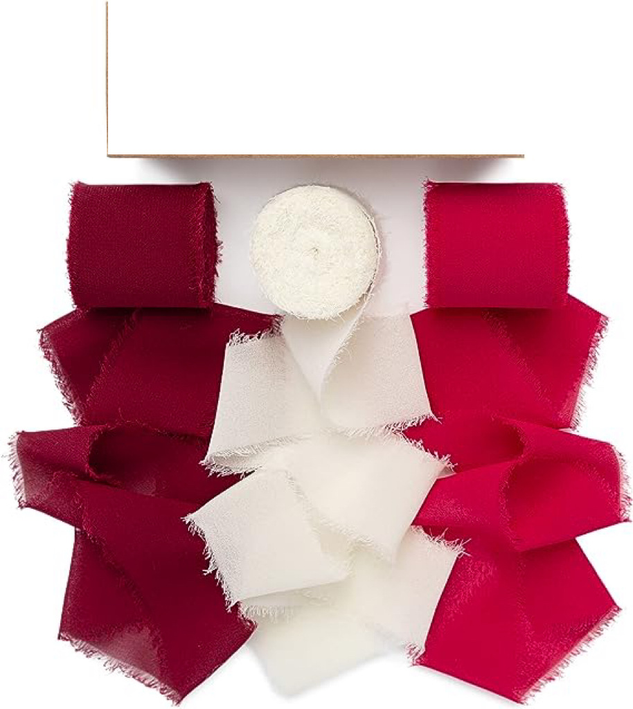 INS deshilachado gasa cinta ramo de la boda borla cinta arco decoración hilo de nieve tira de tela de seda