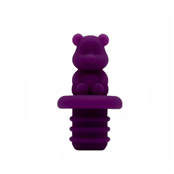 Purple bottle stopper, with little bears