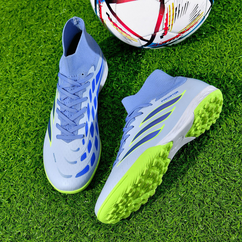 Tenis de Fútbol de Entrenamiento Juveniles Tacos Largos y TF Caucho y Cuero Sintético Ligero para Césped
