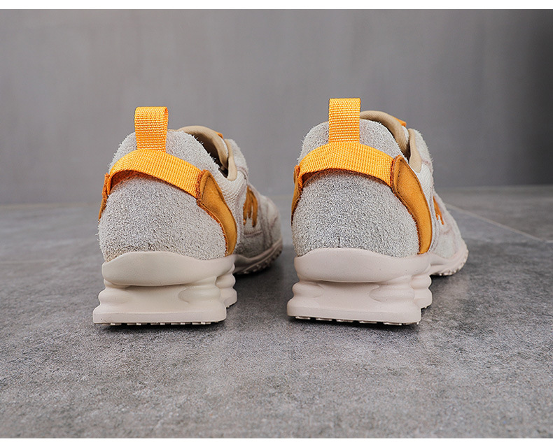 Giày sneaker nữ da thật phong cách cổ điển đế bệt — màu be chi tiết 12