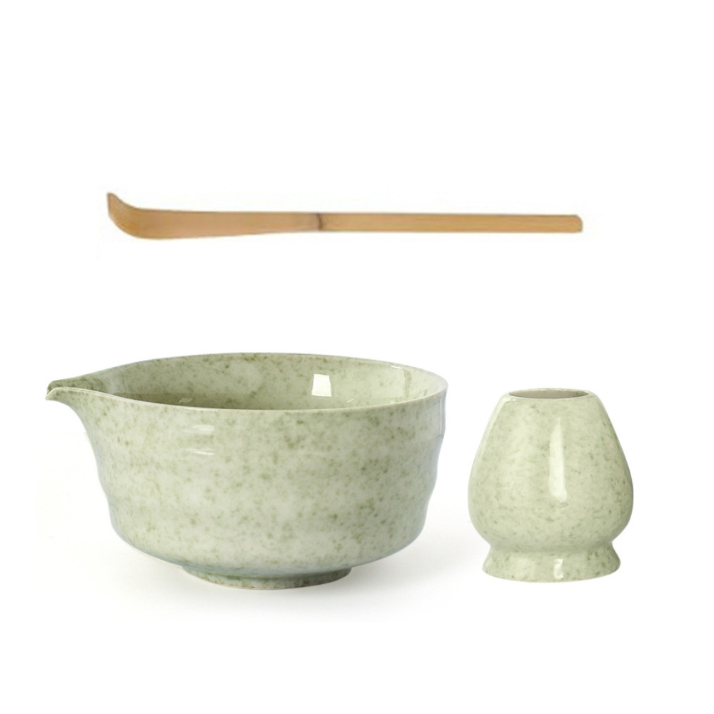 Conjunto de herramientas de matcha de cerámica transfronteriza con cuenco de boca, herramientas de orden de té, cuenco de matcha japonés con conjunto de paneles de té