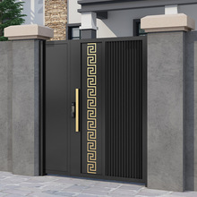 新中式别墅庭院大门不锈钢户外单双开围墙门自建房铝合金电动铁门