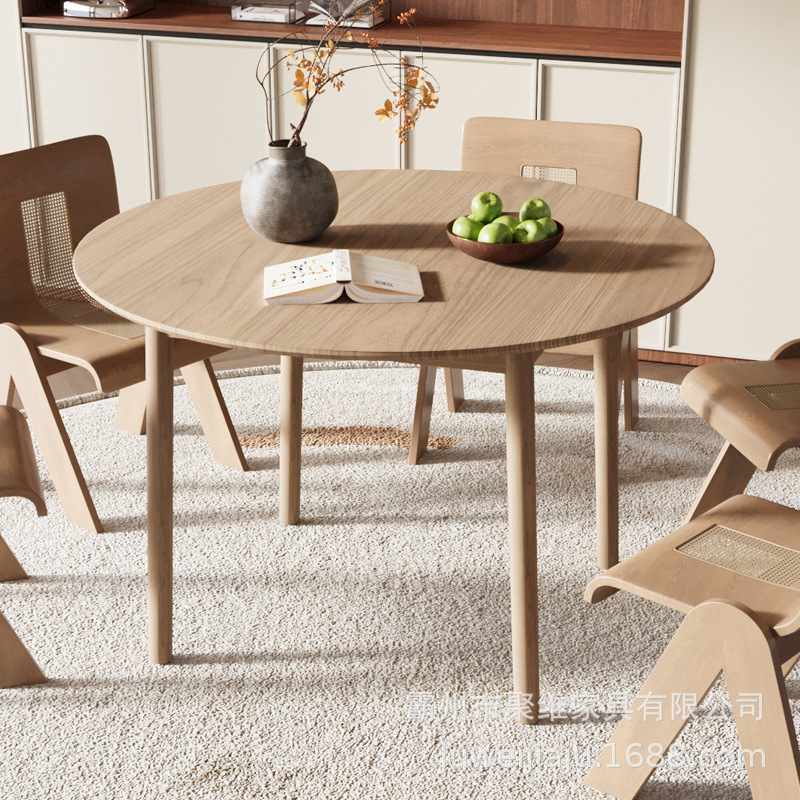 Mesa redonda y silla nórdico simple color roble combinación hogar pequeño apartamento redondo mesa de negociación mesa de café mesa de comedor