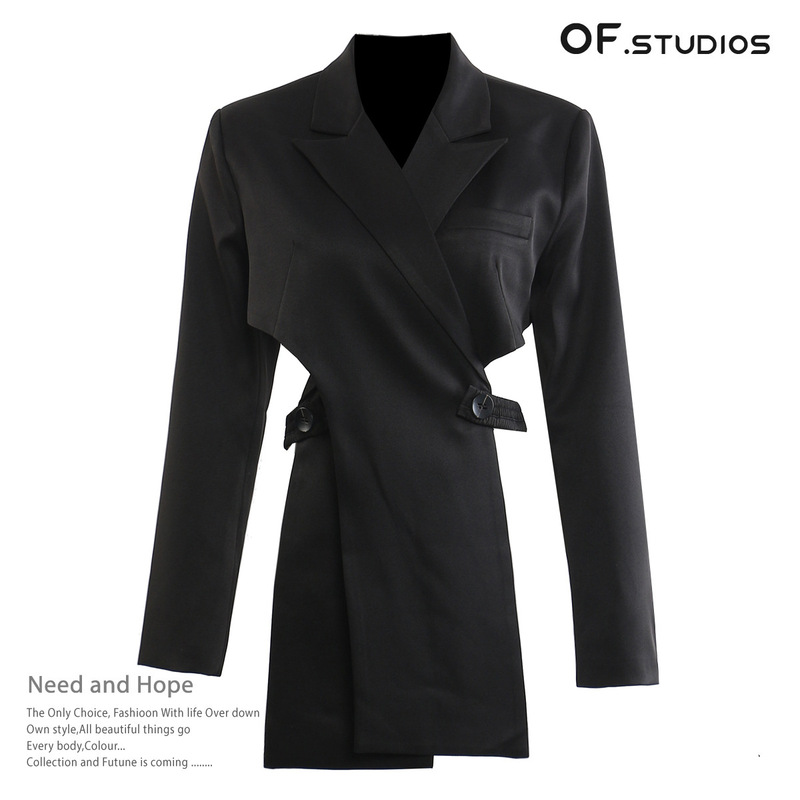 26 Early Spring Personalized Backless Asymmetrical Waist-Cinching Blazer Top 1795