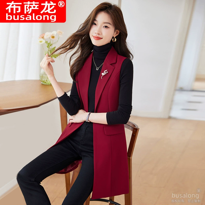 2025 новый женский профессиональный блейзер без рукавов Busalong, деловой жилет, рабочая одежда 2366.