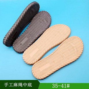 The manufacturer uses the retro straw hemp linen EVA stroke sand slippers Mid -bottom ladies trend handmade handmade drag bottom wholesale