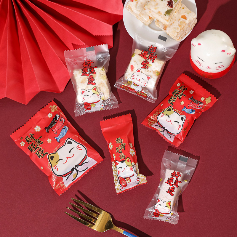 Año nuevo copo de nieve crujiente bolsa de embalaje de turrón esmerilado papel de embalaje para hornear leche Jujube bolsa de dulces pequeña máquina de galletas bolsa de sello
