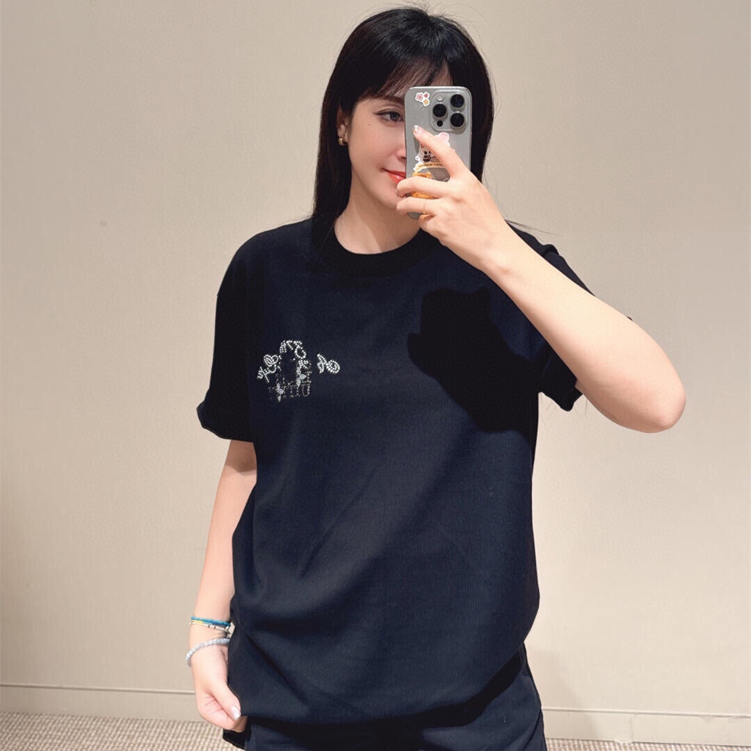 Versión de la familia venenosa de alta calidad estándar original burro casa América diamante caliente LOGO suéter de punto camiseta de manga corta para hombres y mujeres