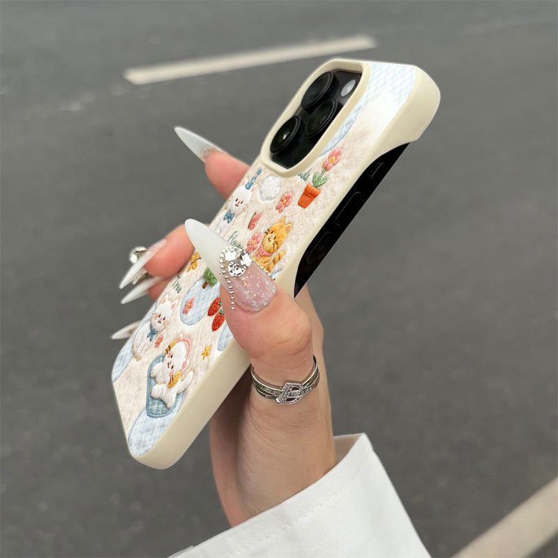 Printed Orange Cat Suitable for Iphone17/16Promax Mobile Phone Case 14 Half Pack 13/12 Case 11 Sets of Cartoons
