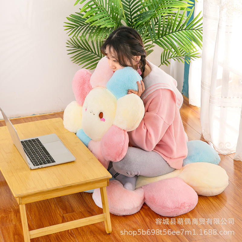 Suministro directo de fábrica transfronteriza nuevo cojín de flores de peluche de juguete de felpa corta de girasol Butt cojín de cadera almohada