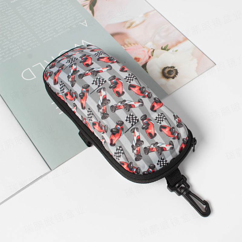 Caja de gafas para niños anti-compresión hermosa impresión de color eva cremallera caja de gafas para automóviles