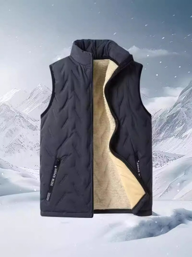 Lamb Fleece Vest for Men - Autumn/Winter Thicken Fleece Liner Warm Coat - Black and Blue Loose Vest - Wearable Over Topwear
