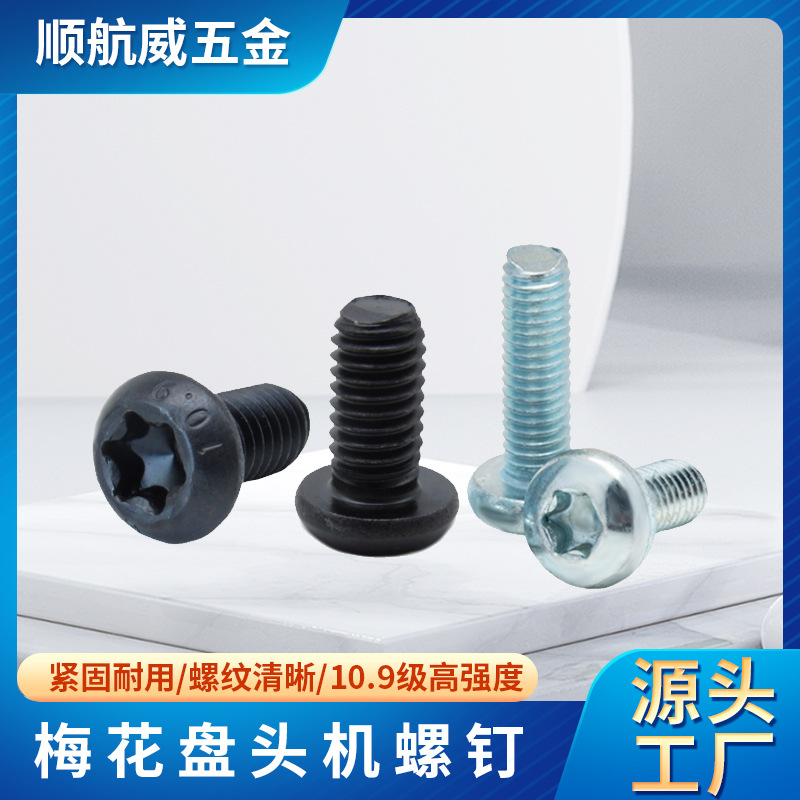 10.9 등급 검정색 내부 TORX 팬 헤드 나사, TORX 둥근 머리 나사, 볼트 GB2672M3M4M5M6