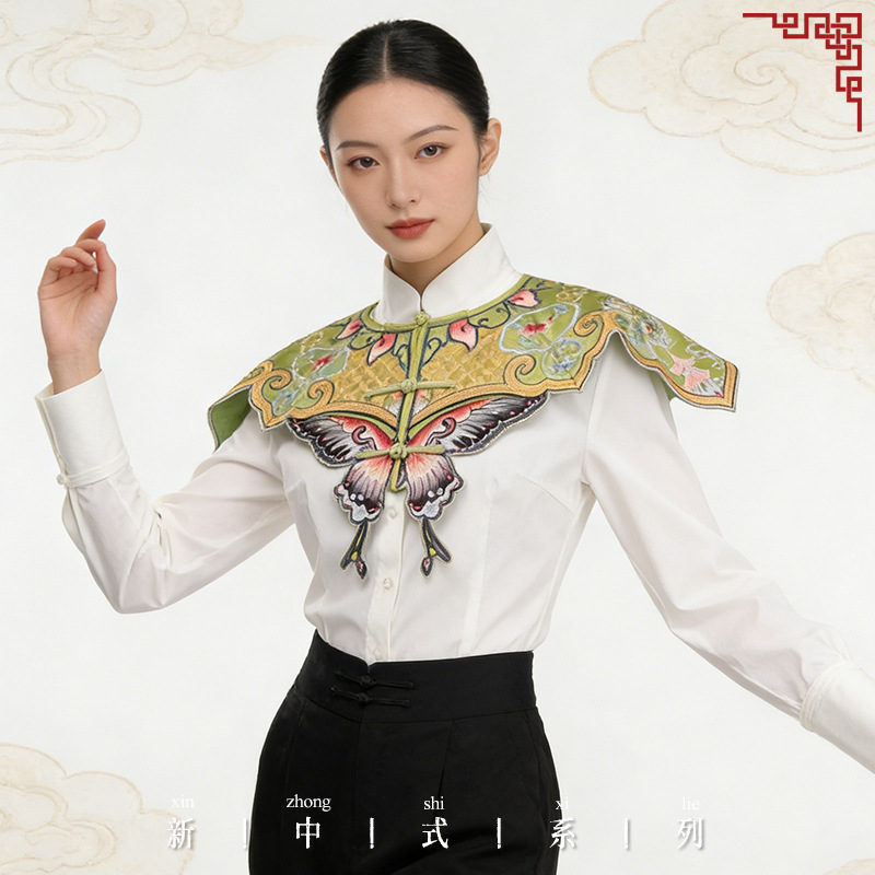 New Chinese-Style Butterfly Shawl for Women, Fashionable Fake Collar, Ancient-Style Top, Cloud Shoulder Outerwear, New Spring and Autumn Outdoor Wear
