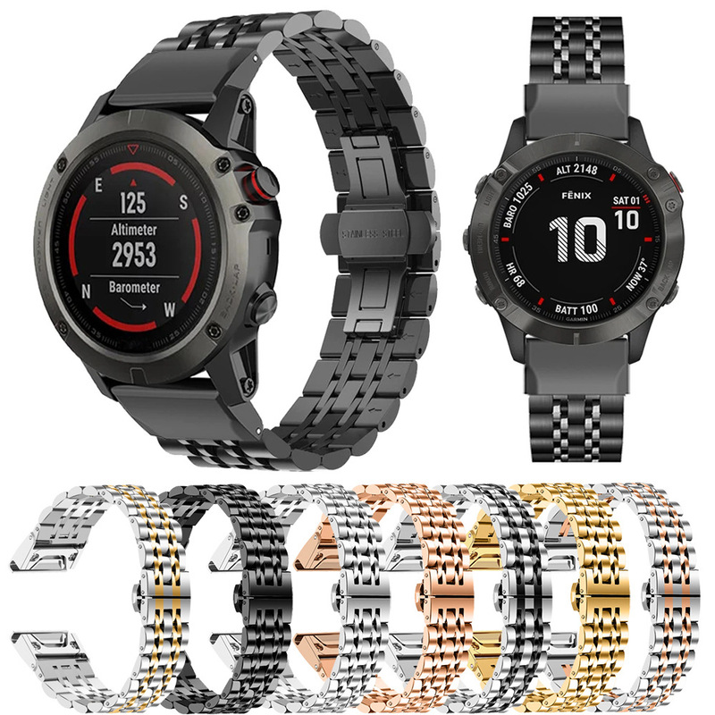 For Jiaming Fenix7X/6XPro/3HR/935/S62 seven beads stainless steel quick release 22/26mm strap