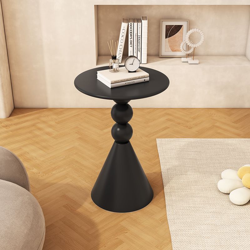 Mesa auxiliar nórdica de hierro forjado para apartamentos pequeños, estilo crema para sala de estar, mesa de centro redonda creativa, mesa auxiliar de cristal para sofá, sencilla y moderna.