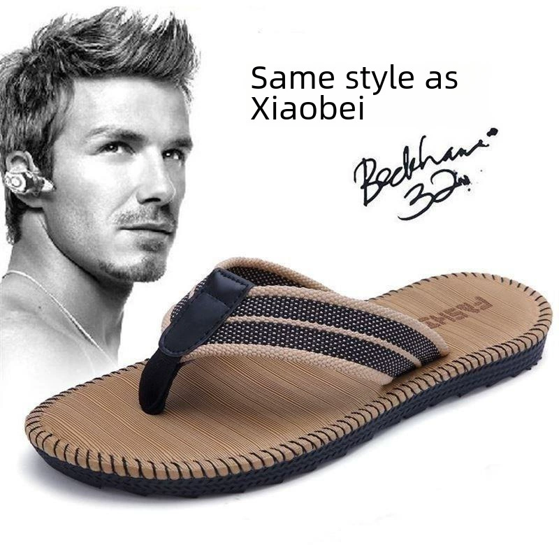 Slippers, men's non-slip flip flops, trend beach footwear, slide, Korean style