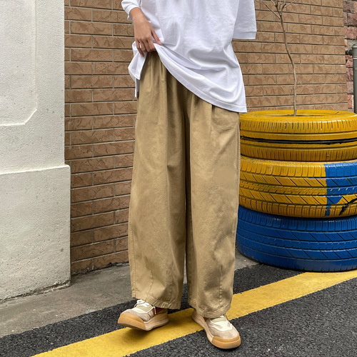 Trendy Instagram Japanese Retro Work Pants for Men, National Trend Straight Leg Loose Wide Leg Pants, Street Style Trendy Brand Casual Long Pants