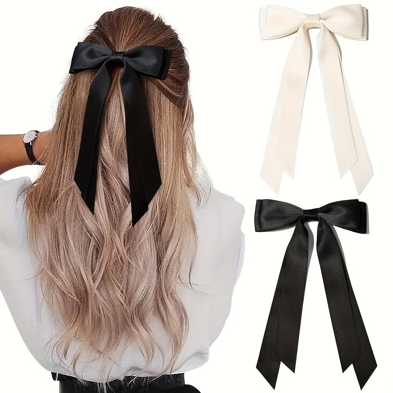 Amazon Cross-Border Best-Selling Women's Ballet Style Double-Layer Floating Tail Hairpin Ribbon Bow Hairpin Sweet and Versatile Hair