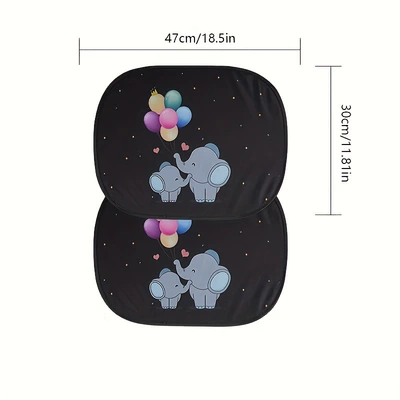Car Sunshade Sticker for Instant Sun Protection, Heat Insulation, Static Cling Pvc Sticker for Car Windows, Side Window Sunshade (Sun shade) - 4436-baby-elephant-balloon