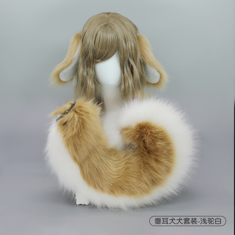 Entrega de una sola pieza japonés lindo Lolita tocado colgante oreja perro felpa horquilla accesorios para el cabello hecho a mano simulación bestia oído diadema